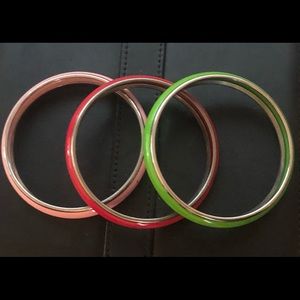 Set of Three Bright Colorful Bangle Bracelets